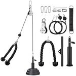 VINTEAM Pulley Cable Machine System, DIY Fitness Home Gym Equipment Workout Accessories with Tricep Rope, Lat Pull Down Bar, Gym Cable for Triceps Extensions, Biceps Curl, Lat Pull Downs, Forearm