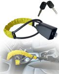 Dodomes Steering Wheel Lock Seat Belt Lock Universal Anti Theft Car Device Car Lock Car Theft Prevention with 3 Keys for Car Security Fit Most Vehicles Truck SUV Van(Yellow)