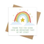 Manta Makes Thank you card, thank you greetings card, thank you cards single to go with thank you gift, goodbye card for men or women blank with envelope (Rainbow)