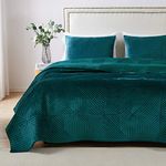 Barefoot Bungalow Riviera Velvet Finely Stitched Modern Quilt Set, 3-Piece Full/Queen, Teal