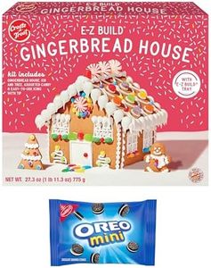 NABISCO Create-A-Treat E-Z Build Gingerbread House Decorating Kit, Holiday Gift, 27.3 oz + Bonus OREO Mini Cookie Snack Pack