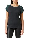 Urban Classics Women's Ladies Contrast Raglan Tee T-Shirt, Multicolour (Charcoal/Bottle Green 02251), X-Large