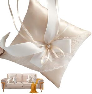 Coussin pour Bagues Mariage Porteur Coussin Bague Coussin D’ alliances Oreiller Anneau de Mariage pour Bague de Fiançailles Cérémonie de Mariage à la Plage, Bar Musical de Café (15 × 15 cm)