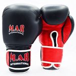 MAR INTERNATIONAL Genuine Leather Boxing Gloves Bag Mitts for Kids & Adults Kickboxing Gear Thai Boxing Equipment MMA Supplies Muay Thai Training Black 2oz 4oz 6oz 8oz 10oz 12oz 14oz 16oz 18oz 20oz