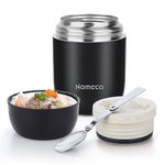 Insulated Lunch Container Food Jar Nomeca 16 Oz Stainless Steel Thermoses Food Flask Lunch Vacuum Bottle with Folding Spoon (Black)