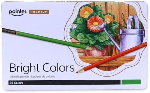 Pointer Colored Pencils Set of 36 in Metal Tin – Deluxe, Blendable Artist Pencils for Adult Coloring, Drawing, Shading & Sketching