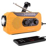 Wind Up Solar Radio, Emergency Hand Crank AM/FM Weather Radio with Bright Flashlight, SOS Alarm, 2000mAh Battery Power Bank, Headphone Jack for Emergency and Outdoor Activities