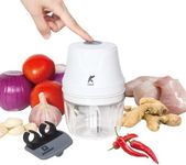 KONNEKT QuickBlend Mini Food Processor - 350ML BPA-FREE Bowl and Finger Peeler | Bundled Set - Wireless & Electric | Perfect for chopping Garlic, Onions, Meat and Baby Food | USB Charging (Grey)