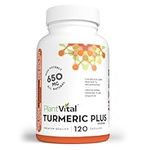 PlantVital Turmeric Curcumin Capsules with Bioperine 1300mg Turmeric Supplements with Black Pepper to Relieve Joint Pain Gluten and GMO-Free Curcumin Supplements with Black Pepper -120 Count