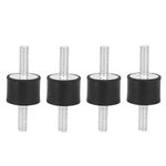 4pcs Anti Vibration Mounts, M6 Rubber Shock Absorber Cylindrical Silentblock with Double Screw Studs for Car Boat Engines Bobbins (VV20*15 M6*18)