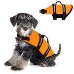 Dog Life Jacket,Adjustable Dog Life Jacket Vest,Reflective Orange Pet Swimming Jacket,Swimwear for Middle and Small Dogs,Protection Swimsuit with Rescue Handle,High Buoyancy Safety Swimsuit (XS)