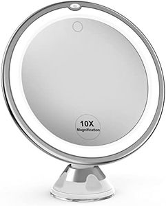 Venigo Upgraded 10x Makeup Mirror with Touch Control, Powerful Locking Suction Cup, and 360 Degree Rotating,Magnifying Mirror with Lights for Home, Bathroom and Travel