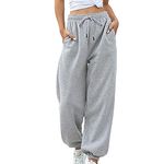 Jeqckloves Casual Women Lounge Pants Loose Drawstring Jogger Sweatpants Ladies Gym Sports Tracksuit Trousers (Grey,L)