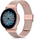 Meliya Metal Bands for Samsung Galaxy Watch 4 Band 44mm 40mm, Galaxy Watch 4 Classic 46mm 42mm, Galaxy Watch Active 2 Band, 20mm Stainless Steel Strap Replacement Wristbands for Samsung Galaxy Watch 4 / Active 2 Women Men (Rose Pink)