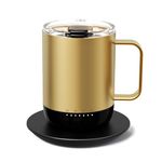 vsitoo S3pro Temperature Control Smart Mug 2 with Lid, Self Heating Coffee Mug 14 oz, 90 Min Battery Life - APP & Manual Controlled Heated Coffee Mug - Gifts for Coffee Tea Lovers (Gold)