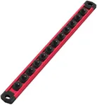 WORKPRO Magnetic Socket Organizer, 1/4-Inch Drive Aluminum Alloy Socket Rail, Heavy Duty Socket Holder, Socket Rack Kit 1/4-Inch x 12 Clips(Red)