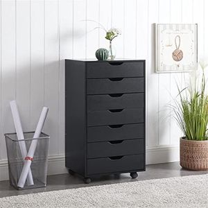 Naomi Home 7-Drawer Unit Craft Storage Cabinet Makeup Organization and Storage Drawers Black