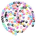 100pcs Colorful Ying Yang Polymer Clay Spacer Beads for Women Jewelry Making DIY Bracelet Necklace Hair Clip(Yin Yang Mixed)