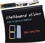 Chalkboard Wallpaper Stick and Peel: DIY Your Own Unique First Day of School Board Classroom Chalk Board Paint Self Adhesive Wall Paper with 8 Colorful Chalks (Black,35.4" x 78.7")