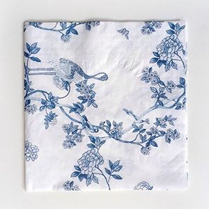 Colored Paper Napkins, 20 Count Shabby Chic Napkins for Wedding, Dinner Tea Party Shower (Blue and White Porcelain)