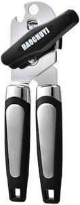 HAOCHUYI Heavy Duty Stainless Steel Smooth Edge Manual Can Opener and Bottle Openers, Soft Ergonomic Handle, Oversized Handheld Easy Turn Knob, Multifunctional Kitchen Tool, Black 