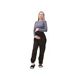 The Fancy Dress® Women's Pregnancy Fleece Jogger Full Ankle Length Over The Bump Maternity Leggings Loose Casual Joggers Pregnant Pants for Belly Support UK (Black, 10)