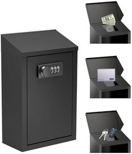 Gezan Metal Donation Box Lock Box Money Collection Box with Anti-Theft Divider, Wall Mounted Mailbox with Rain Cover,Steel Suggestion Box,Ballot Box with Key/Combination Lock for Outdoors Home Farm