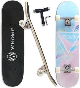 WHOME Pro Skateboards Complete for Adult Youth Kid & Beginner - 31"x8" Double Kick Concave Standard Skateboard for Girl&Boy 8-ply Alpine Maple Deck ABEC-9 Bearings Include T-Tool (Pink)