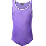 CSMARTE Men's Jockstrap Leotard Underwear Jumpsuits Wrestling Singlet Bodysuit Swimwear (purple-wh40, L)