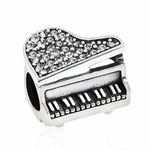 Music Piano Charms 925 Sterling Silver Birthstone Crystal Charm for European Bracelet, Sterling Silver