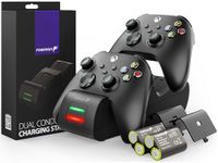 Fosmon Dual 2 MAX Charger with 2x 2200mAh Rechargeable Battery Pack Compatible with Xbox Series X/S(2020), Xbox One/One X/One S Elite Controllers, High Speed Charging Docking Station Kit - Black