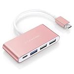 LENTION 4-in-1 USB-C Hub with Type C, USB 3.0, USB 2.0 Compatible 2023-2016 MacBook Pro 13/14/15/16, New Mac Air/Surface, ChromeBook, More, Multiport Charging & Connecting Adapter (CB-C13, Rose Gold)