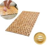 Bambonova Bamboo Bath Mat 24 x 16 Inches and Wooden Soap Dish Set Bathroom Rug Natural Bamboo Shower Mat Bathtub Mat Non Slip for Kitchen Sauna Spa Hot Tub Outdoor Bathroom Decor