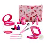 RONGGE Girl Gifts Pretend Play Makeup Toys Beauty Set for Toddler Little Girls Age 3 4 5 6-8 Kids Your Princess Niece Granddaughter Birthday Christmas (Fake Cosmetic 15pcs Kits)