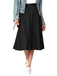 Made By Johnny Women's High Elastic Waist Pleated Mid A-Line Swing Skirt, Wb2371_black, Large