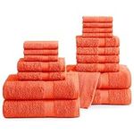 Cotton Bath Towels for Bathroom Set-18 PC Bathroom Towels Set-4 Bathroom Towel Set, 6 Hand Towels for Bathroom, 8 Washcloths, Soft Turkish Towel Sets for Bathroom - Rust