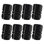 8Pcs Valve Caps Car Tyre Valve Caps Aluminum Tire Valve Cap Dust Caps with Rubber Ring, Dust Proof Stem Covers for Cars, SUVs, Bike and Bicycle, Motorcycles (Black)