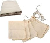 WUD 5 Pc Muslin Cheese Cloth Bag and 1x1 mtr Muslin Cloth for Kitchen use, for Making paneer, Sprouting, nutmilk, Coconut Milk, Spice Bag or Masala potli