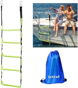 Itayak Boat Rope Ladder, 5 Step Boat Ladder, Foldable Assist Boarding Outdoor Climbing Rope Ladder for Inflatable Boat, Pontoon Boat, Sailboat, Kayak, Motorboat, Canoeing