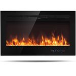 Tangkula 36" Electric Fireplace, in-Wall Recessed and Wall Mounted 750 W / 1500 W Fireplace Heater, Touch Screen Control Panel, 9 Flamer Color, Temperature Control & Timer Crystal Heater (36 inches)