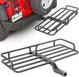 Quadratec Compact Cargo Rack Basket Platform, 48" x 19.5" - Mounts to 2" Receiver Hitch - Great for Hauling Luggage, Camping Gear, Supplies, Generators, and More - Fits Jeeps, Cars, Trucks, SUV & More