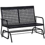 Outsunny Outdoor Glider Patio Rattan Swing Garden Bench Wicker Rocking Chair Steel Frame, for Garden, Backyard, Porch, Balcony 47" x 30" x 35"