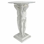 Design Toscano KY4124 Hermitage Atlantes Glass-Topped Pedestal Table, Beige