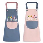 KIPTVO 2PCS Kids Aprons Waterproof Kids Painting Apron Kids Art Aprons, Toddler Kitchen Garden Bib Aprons for Cooking, Crafts, Clay, Laboratory Activity, Cooking Baking Painting Crafting Wear