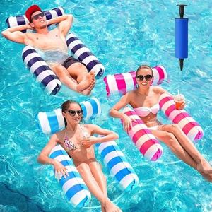 3-Pack Inflatable Pool Floats, Water Lounge Chairs, Multi-Purpose Water Hammocks, Safe, Comfortable, Reusable - Comes with an air Pump - Perfect for Vacations and Summer Pool Relaxation