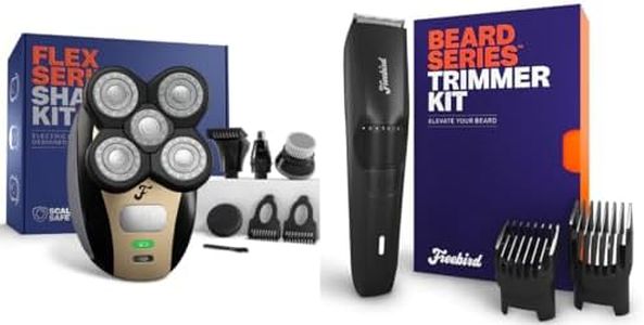 Freebird FlexSeries Head Shaver & BeardSeries Trimmer Bundle - Electric Wet/Dry Razor & Ultra Sharp Trimmer for Bald Head, Beard, Hair & Body Grooming