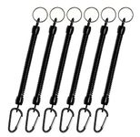 Mini Skater 6.89 inch Length Retractable Spring Coil Spiral Chain Key Chain Fishing and Boating Kayak Secure Pliers Lanyard Coil Keyring with Buckle for Pliers Grippers Fish Tackle Tools,Black (6)