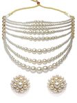 Karatcart Pearl Multilayer Beaded Choker Necklace Set for Women