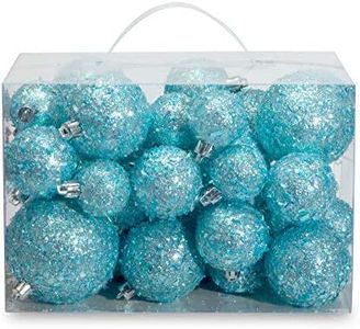 AMS 34ct Handmade Iridescent Christmas Balls Shatterproof Xmas Ornaments Glitter Special Color Decoration(Blue Iridescence)