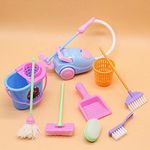 SPING DAWN Doll House Mini Cleaning Toy Miniature Mop Dustpan Bucket Brush, Housework Cleaning Kit, Doll House Accessories